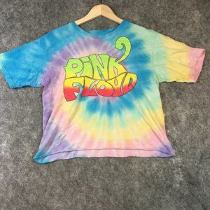 Pink Floyd T Shirt M Womens Tie Dye Large Spellout Groovy Hippie Short Sleeve